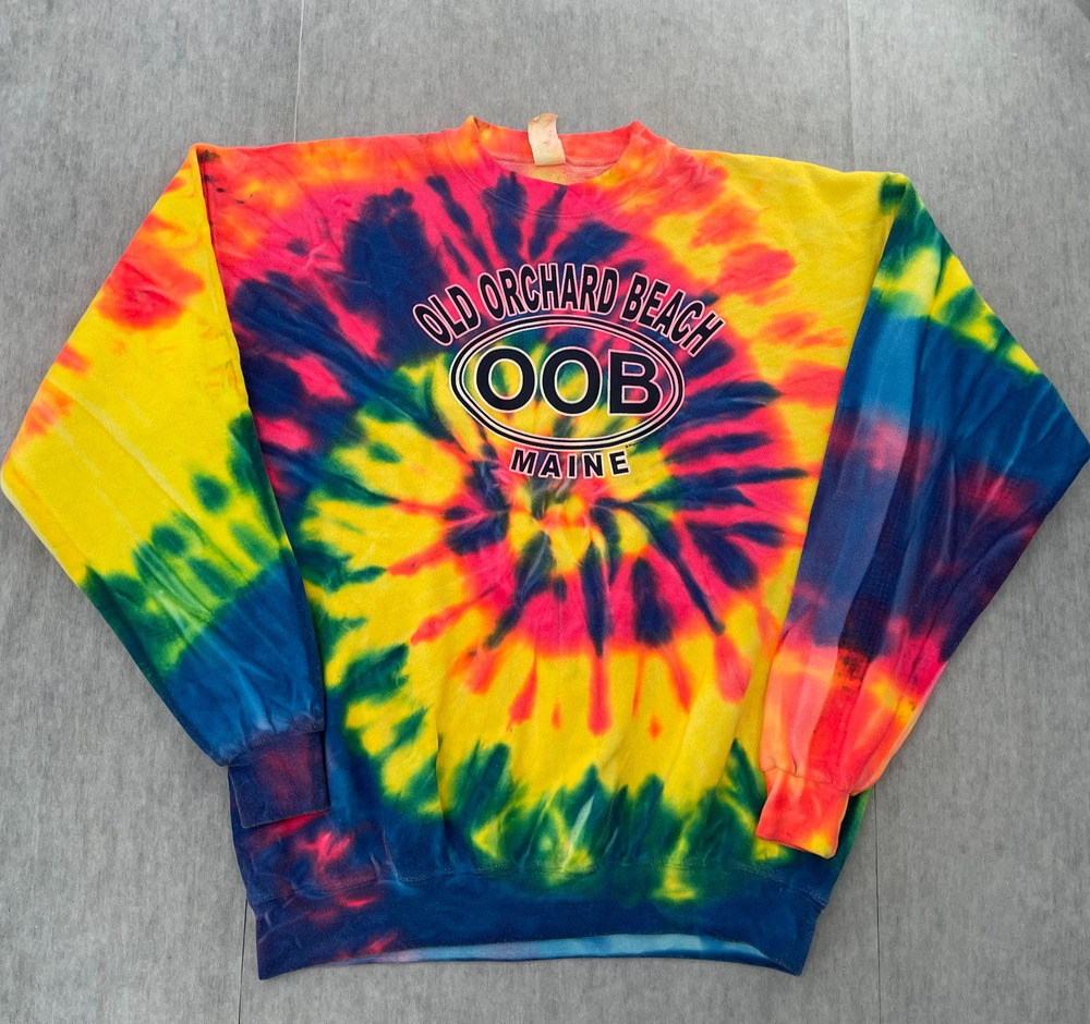 VINTAGE Maine Sweatshirt Adult XL Tie Dye Old Orchard Beach Pullover Mens 90s